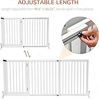 Vista 3 de PawHut Puerta ajustable de madera para mascotas, valla independiente para perro, para puerta, pasillo, 3 paneles con barrera de seguridad, puerta