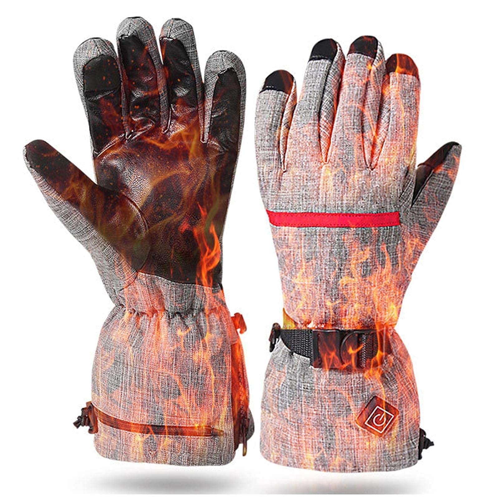 Guantes Térmicos, Baterías Recargables Guantes Térmicos para Hombres Mujeres, 3 Niveles de Calentamiento, Guantes Impermeables y Cortavientos, Ciclismo Motocicleta Senderismo Esquí