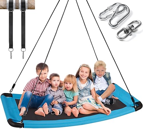 Juego de columpio de árbol de 60 pulgadas con platillo volador, antidecoloración, columpios para interiores y exteriores con correas ajustables para
