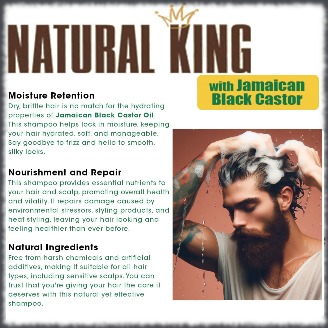 Natural King Jamaican Black Castor Shampoo(33.8 oz) and Pro-Growth Hair & Beard Oil (7.1 oz) Set for Nourishing Hair Growth