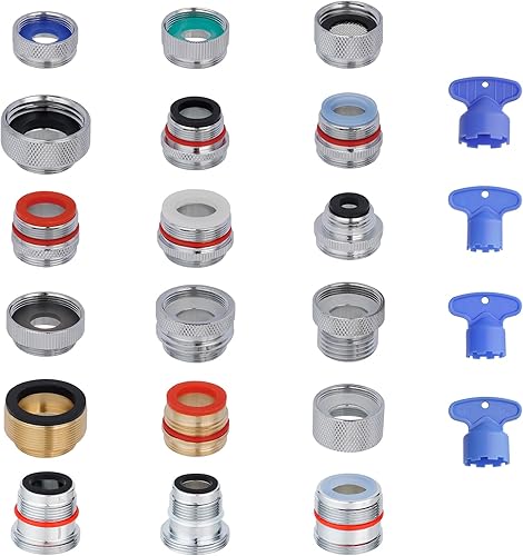 Hibbent Kit de adaptador de grifo de 18 piezas, juego de adaptador de aireador de latón para grifo con aireador extraíble para conectar la manguera