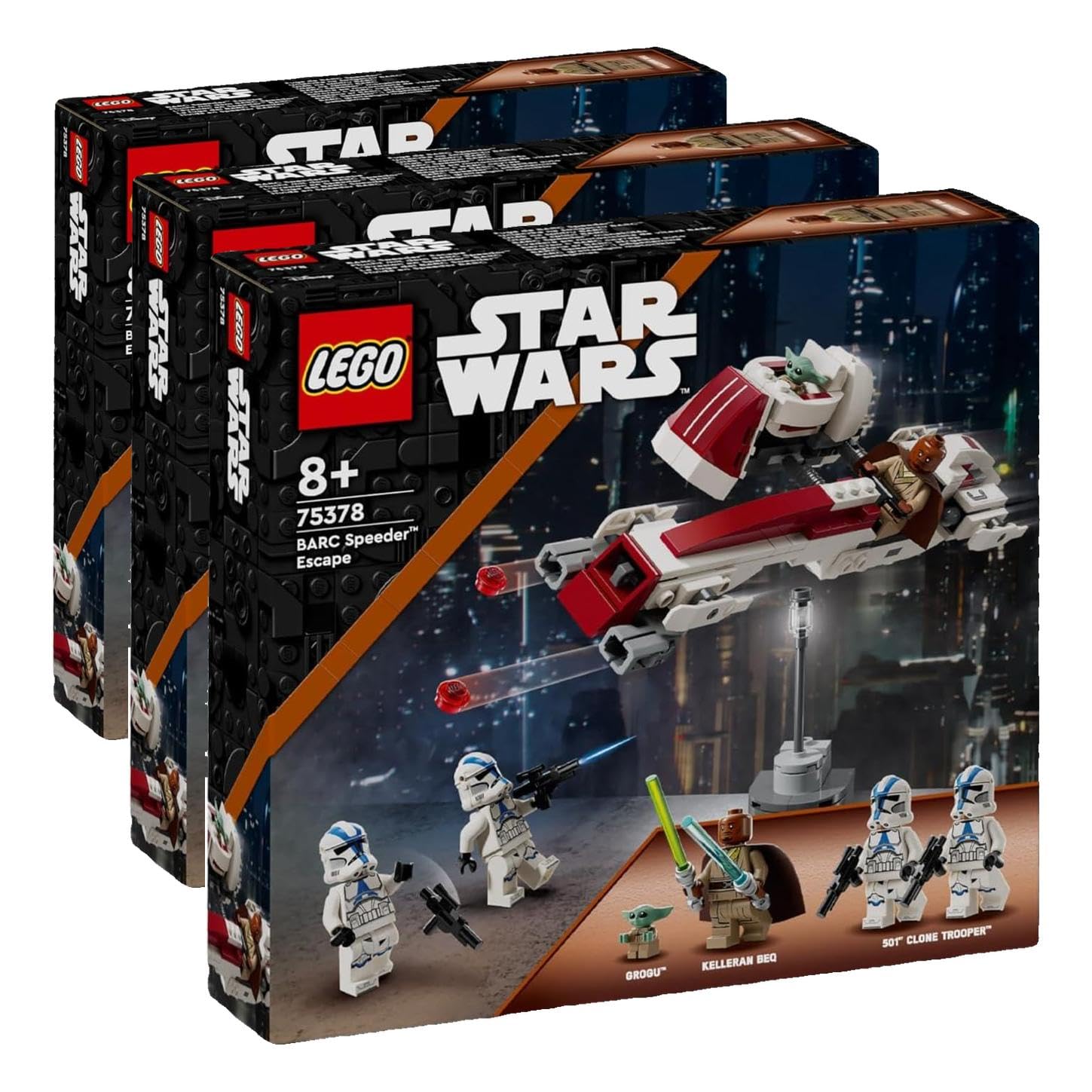 LEGO Star Wars La Fuga del BARC Speeder, Giocattolo da Costruire dal Film The Mandalorian, Giochi per Bambini da 8 Anni con il Personaggio di Grogu (Baby Yoda) e la Minifigure di Kelleran Beq 75378