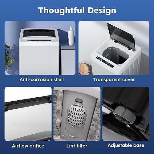 Miniatura 7 de Lavadora compacta de carga superior, lavadora completamente automática de 1.5 pies cúbicos con 10 niveles de agua y 8 programas de lavado para