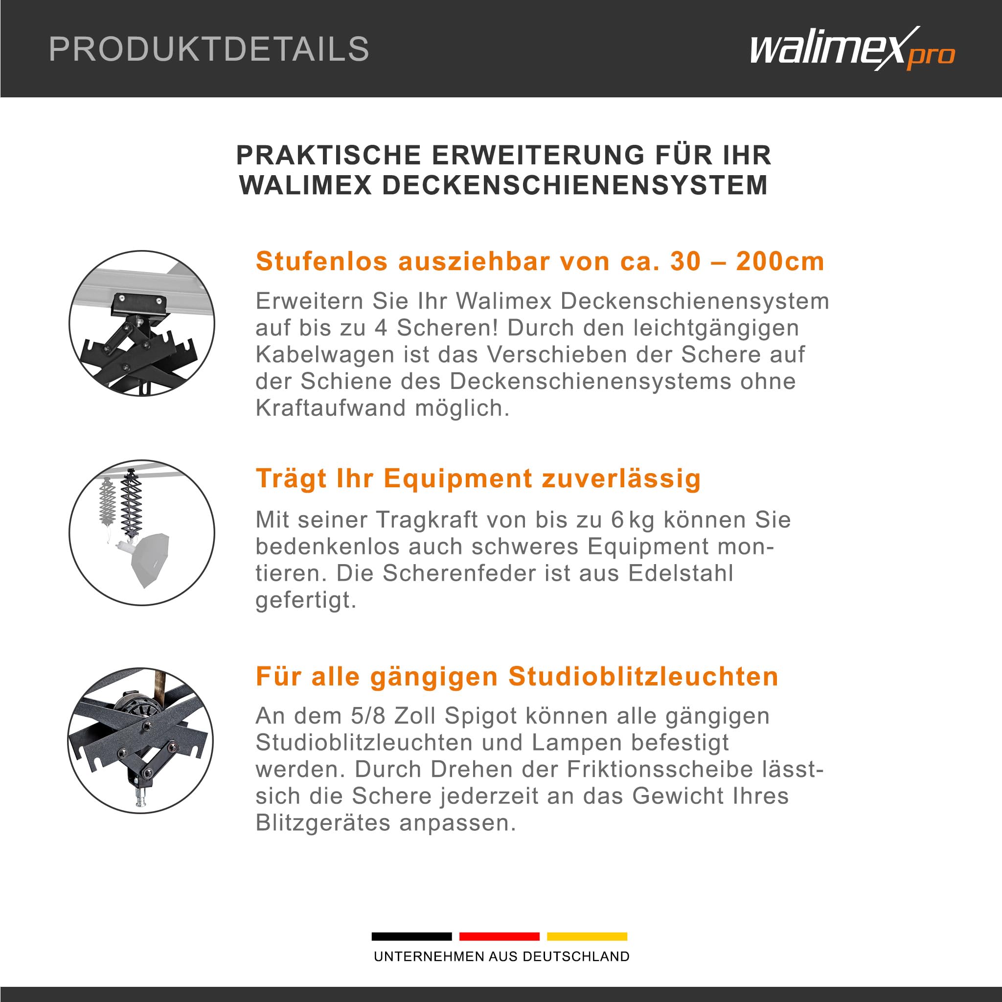 Walimex nożyczki do systemu szynowego sufitowego