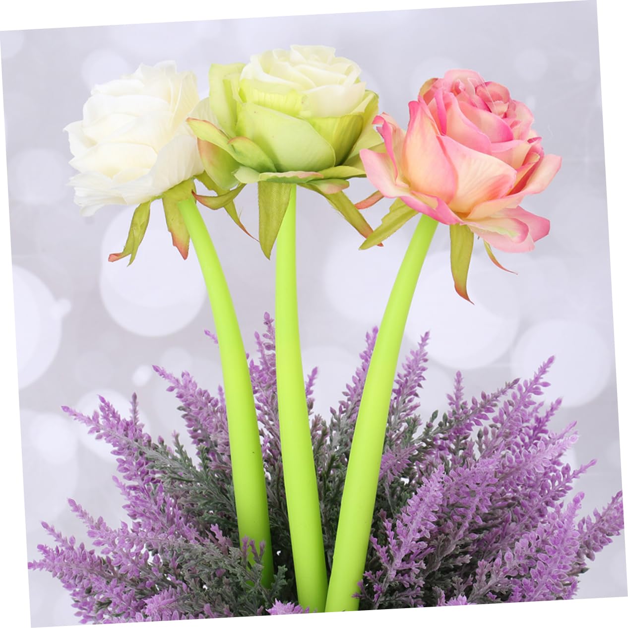 NUOBESTY 12pezzi Penne Gel Con Design Di Rosa Penne Romantiche e Creative Per Ufficio Scuola e Uso Familiare Inchiostro Blu Stile Casuale