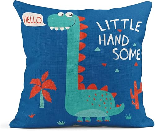 Miniatura 4 de ArtSocket Juego de 4 fundas de almohada con diseño de cabeza de dinosaurio, diseño de cabeza de dinosaurio, decoración de bebé, fundas de almohada