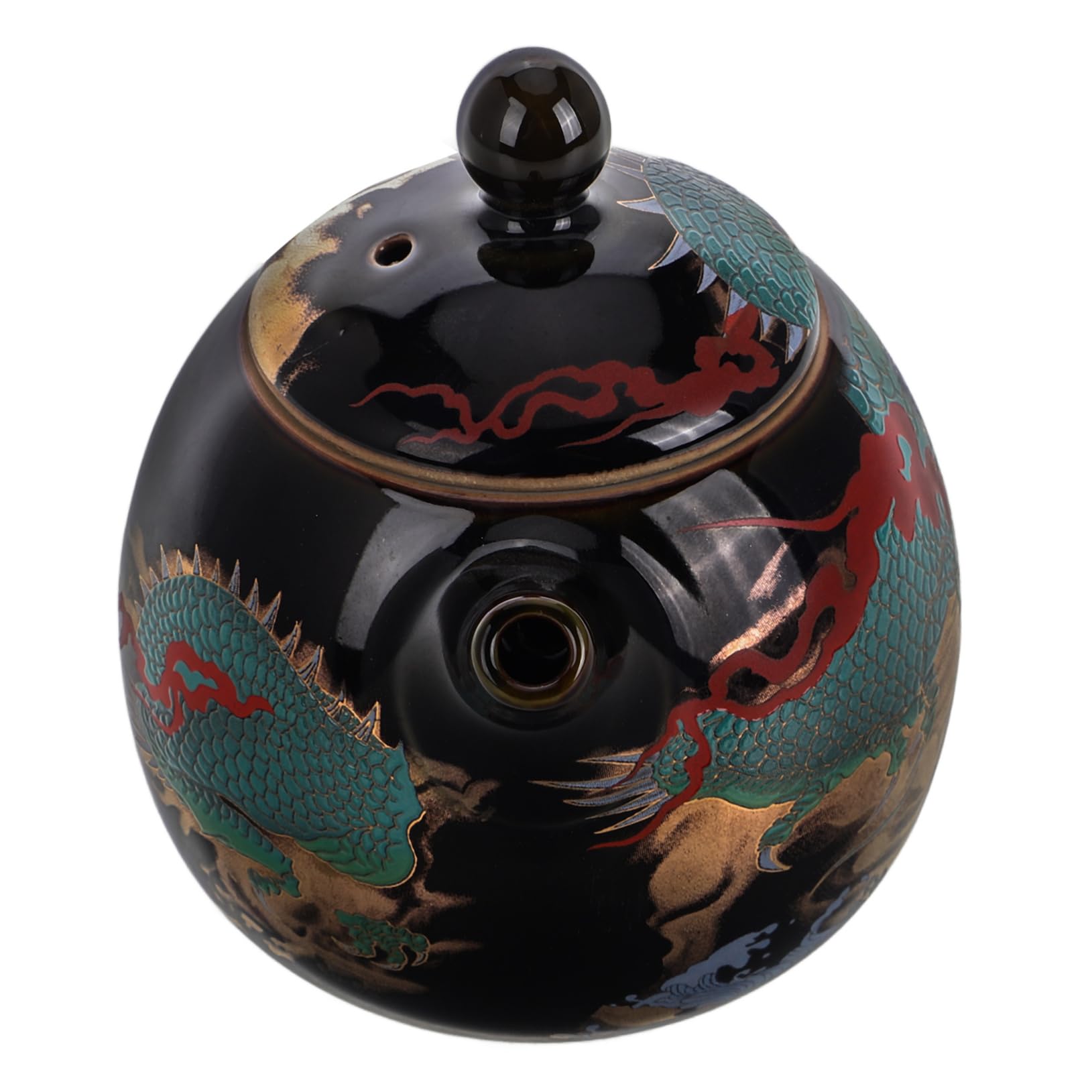 Tetera De Cerámica Vintage Diseño De Dragón Esmaltada Retro Para Camping y Preparación De Té Pequeña y Portátil