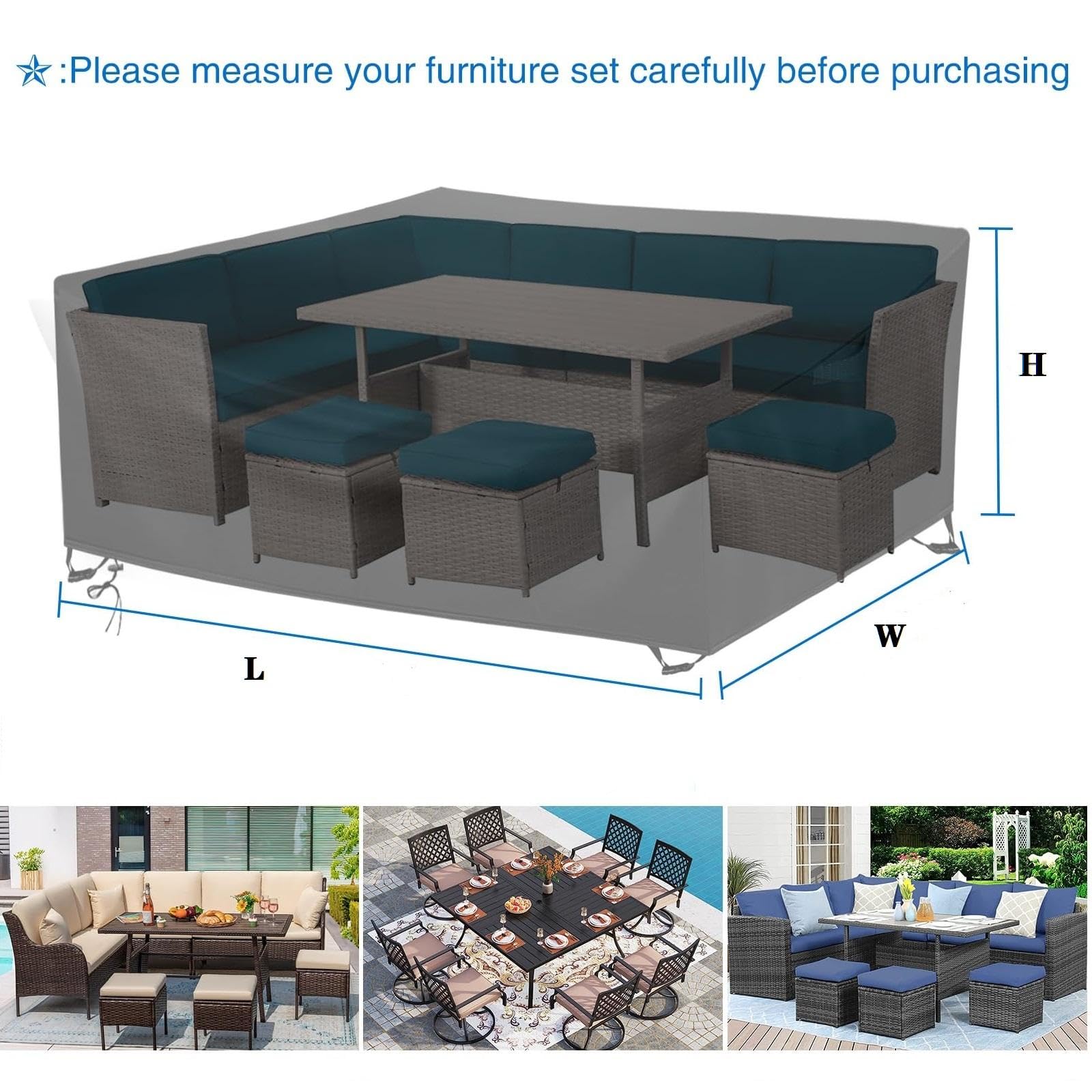 Housse De Table De Jardin 270x135x75cm Bache Jardin,Bache Table Exterieur,Housse Salon De Jardin,420d Oxford Tissu Housse Table De Jardin Protection Pour Tous Les Temps Meubles En Rotin Extérieur