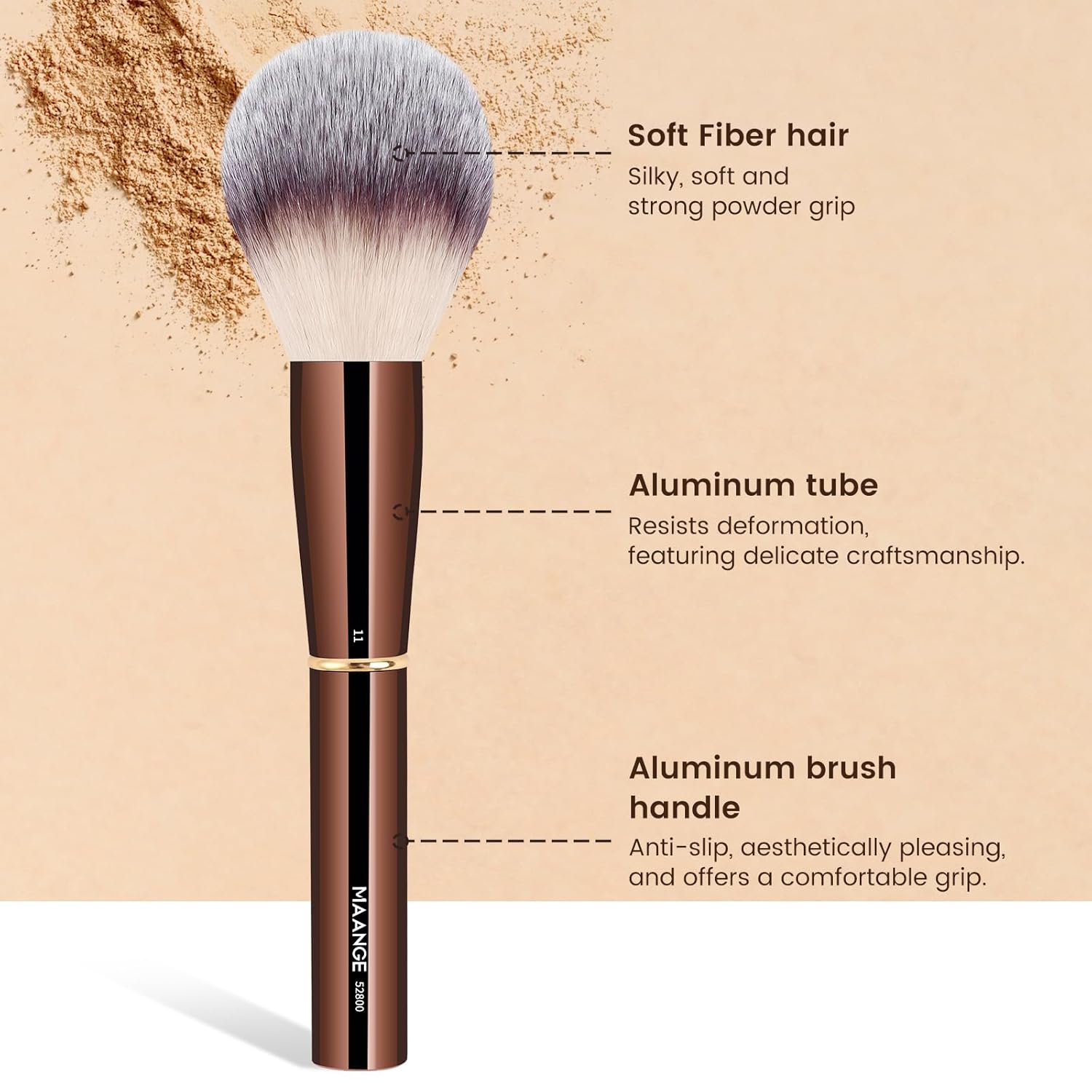 MAANGE 13Pcs Makeup Brushes with Case, Professional Brochas De Maquillaje for Face & Eyes, Soft Synthetic Foundation Powder Blush Eyeshadow Brush Kit with Gift Box,CoffeeBrown - Image 6