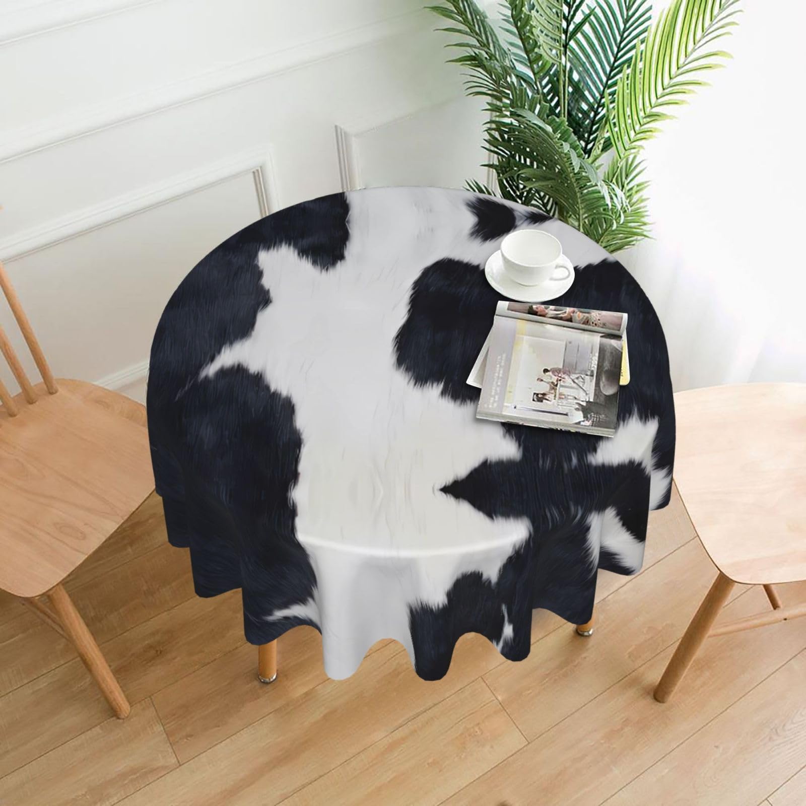 hhxvcv Cowhide Round Tablecloth – Dining Table Cover