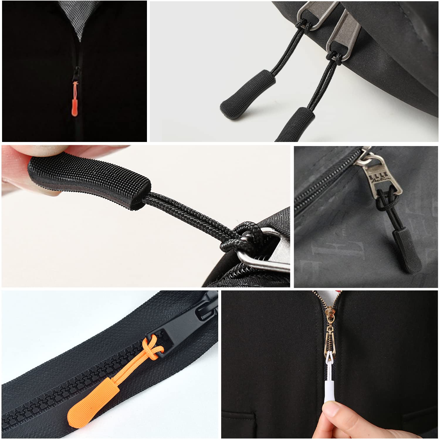 Lot De 20 Tirettes De Fermeture éclair De Remplacement - En TPU/nylon Noir à Points Blancs - Longueur 14 Cm - Pour Sacs, Vestes, Valises - 5