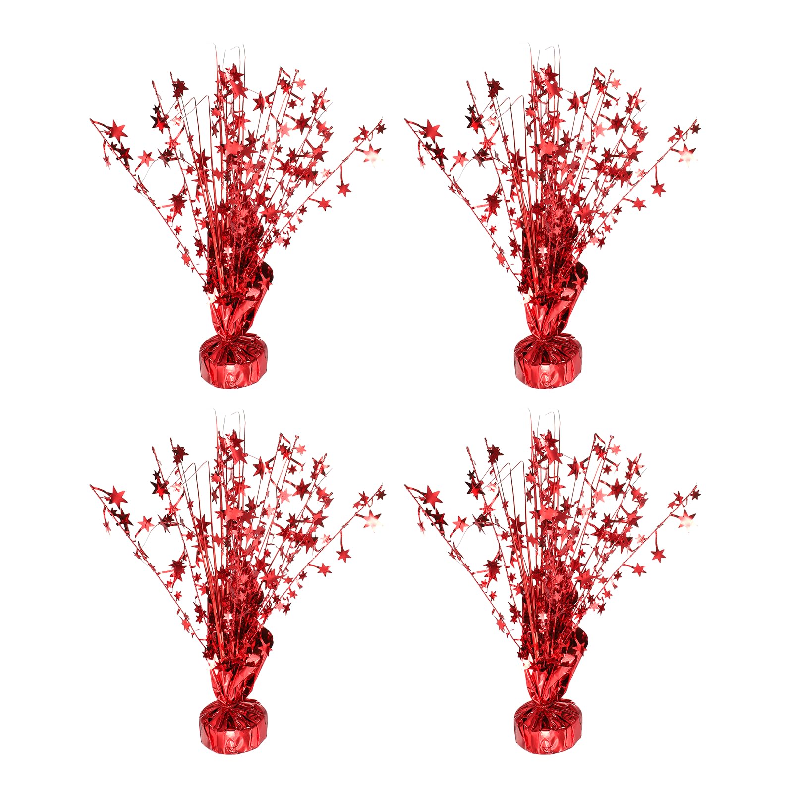 QUARKZMAN 4Pcs Centrotavola Spray In Foglia Metallo, Stella Da cm Decorazione Per Tavolo Per Natale Matrimoni Completi Feste Lauree Celebrazioni Capodanno Rosso.
