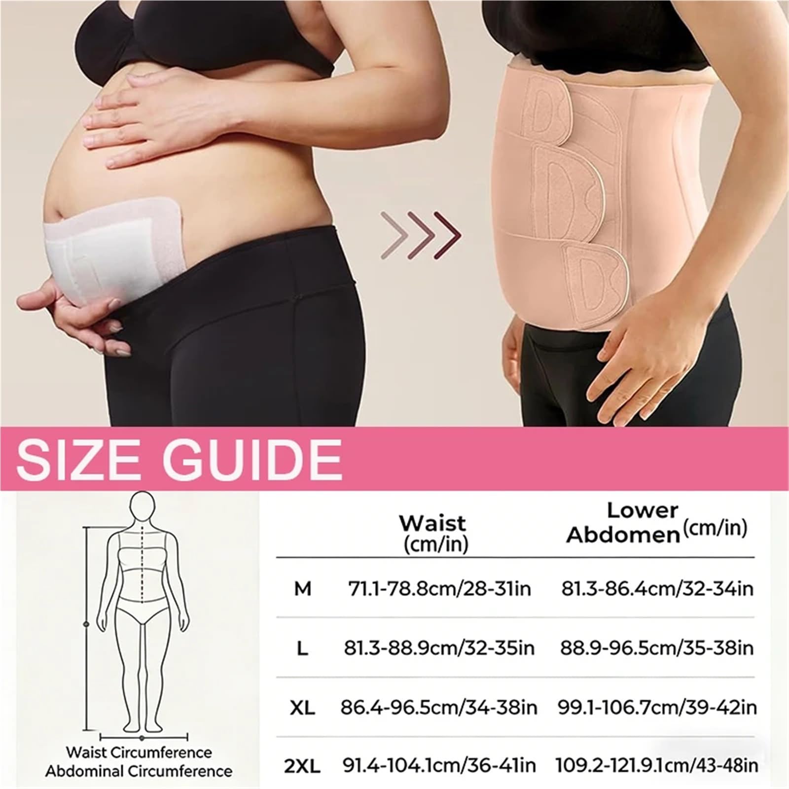 Carpeta Abdominal Posparto para Fiesta Eventos | Cinturón de recuperación de cesárea Soporte de espalda ergonómico, Recortador de cintura ajustable de 3 etapas