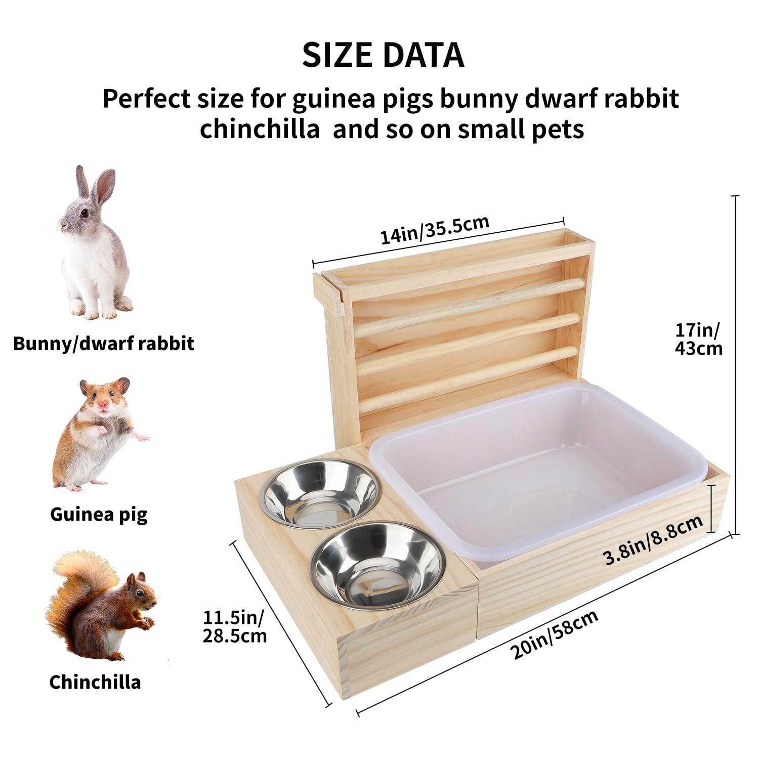 4-in-1 Kaninchen Futterstation Mit Katzentoilette – Heuspender, Näpfe & Trinkflasche Für Kleintiere