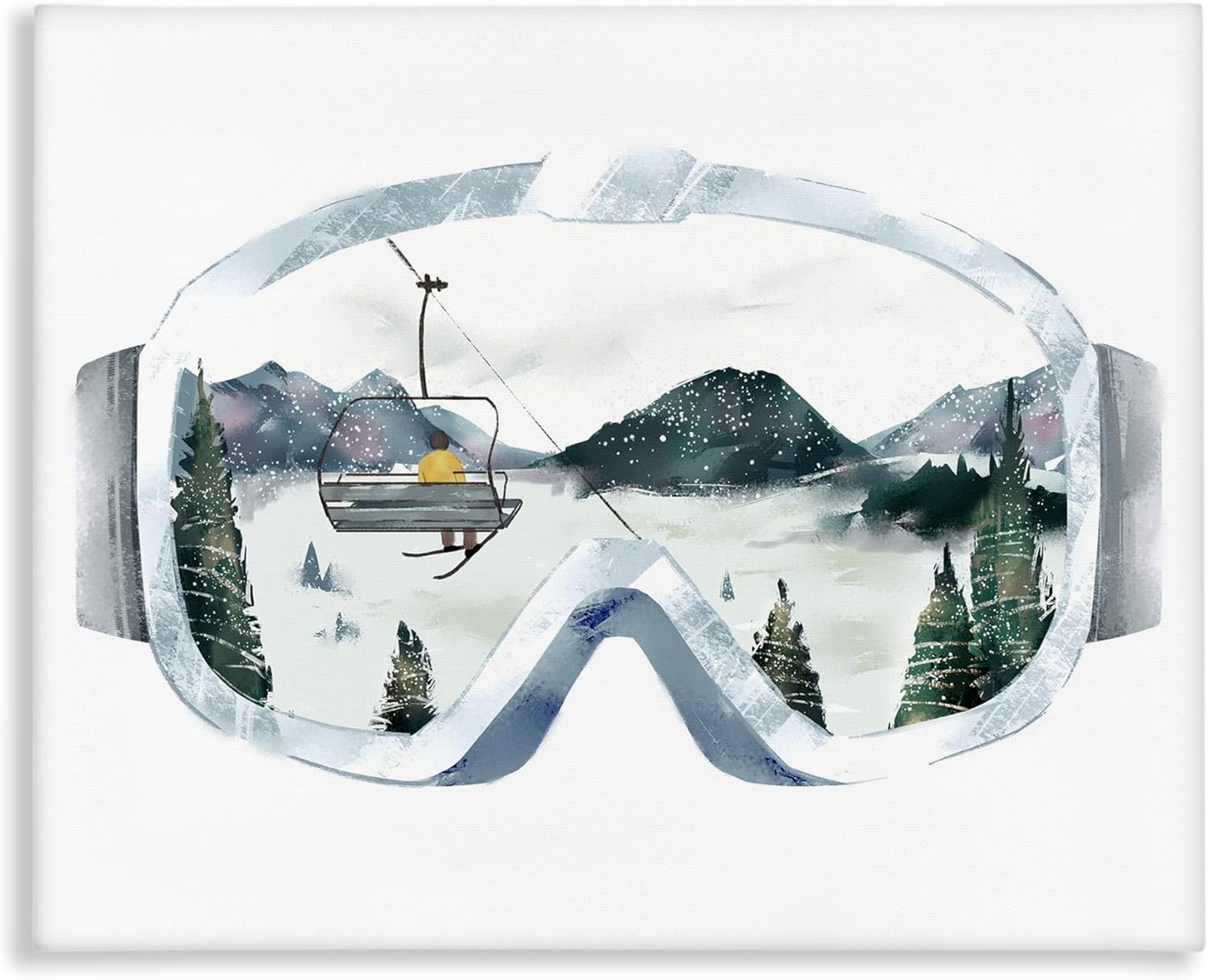 Stupell Industries Ski Mountain Reflection in Sports Goggles Winter Forest, Designed by Ziwei Li Canvas Wall Art, 24x30, Gray