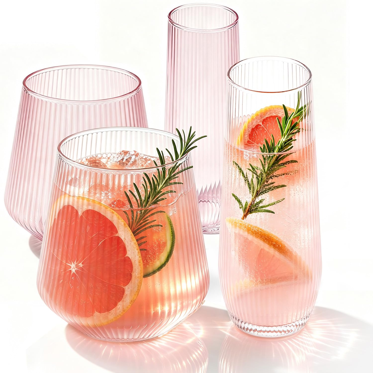 48 Pack Ribbed Plastic Champagne Flutes & Disposable Wine Glasses Set