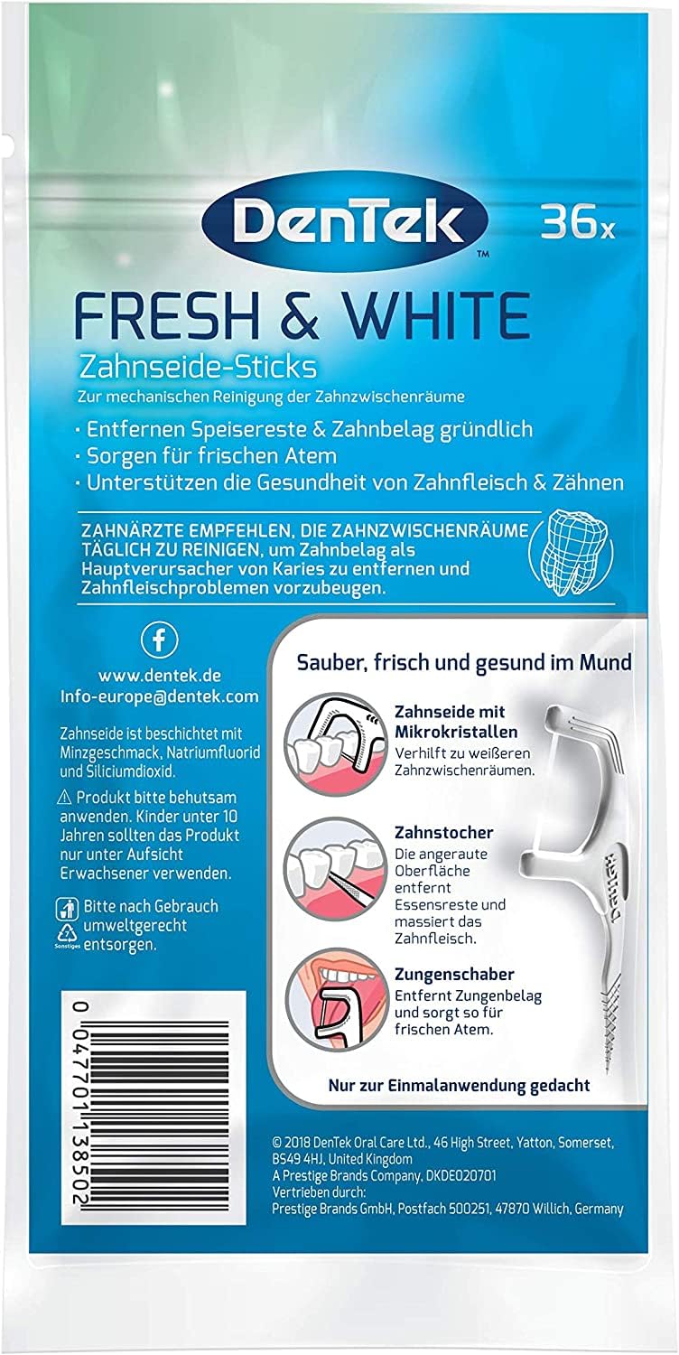 2 x DenTek Fresh & White patyczki z nicią dentystyczną