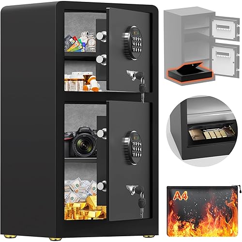 [𝟐𝟎𝟐𝟒 𝐍𝐞𝐰] 7.6 Cu Ft Extra Large Home Safe Fireproof Waterproof with [DOUBLE SAFES], Heavy Duty Digital Security Box with [Hidden Compartment], Fireproof Safe for Home Business Office USE