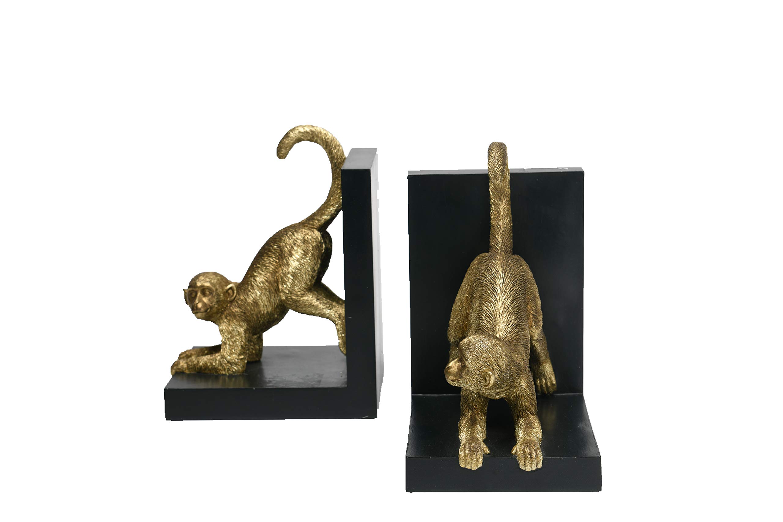 Comfy Hour Wildlife Collection Monkeys Art Bookends, Animal Decoration, 1 Pair, Polyresin Solid Heavy, Set of L/R
