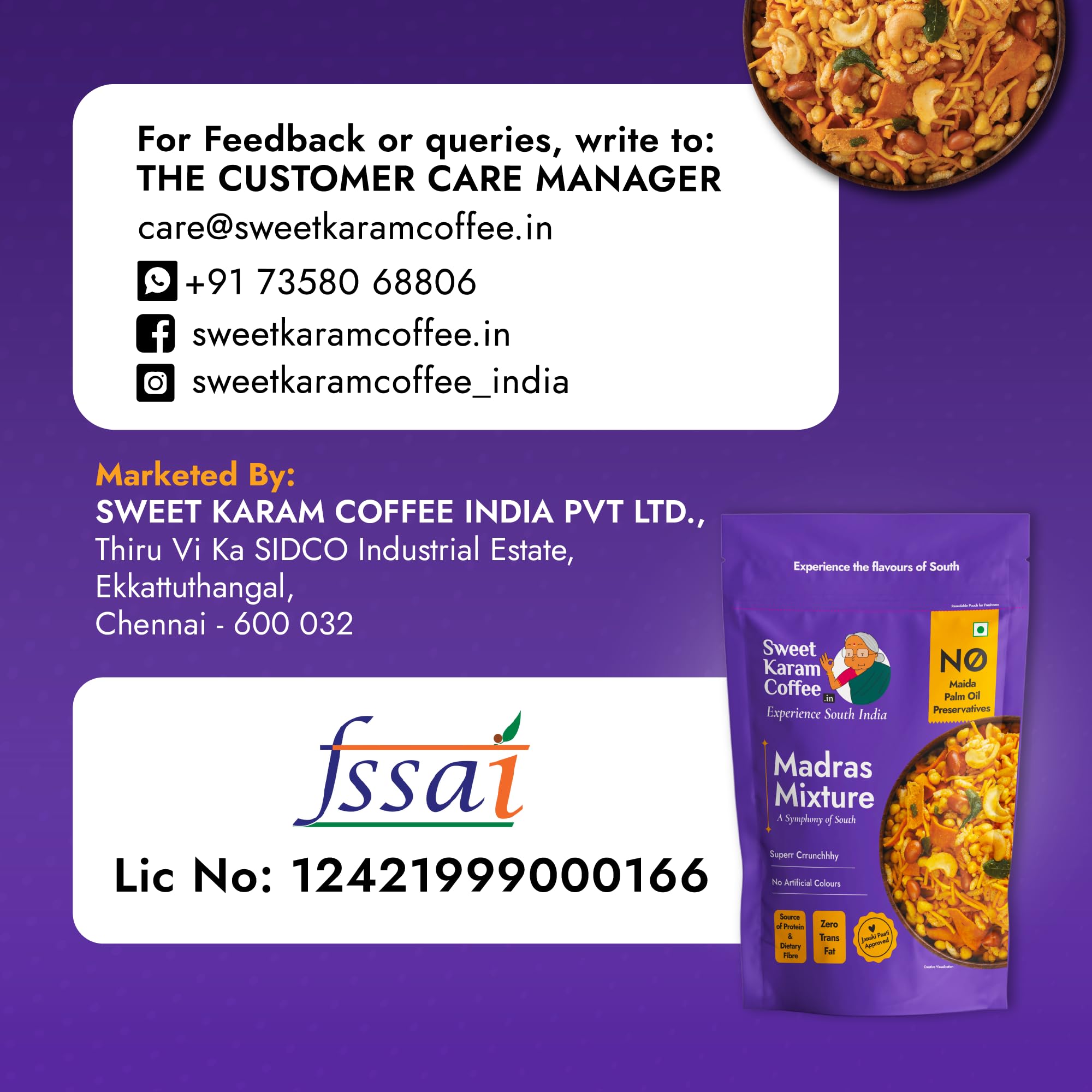 Sweet Karam Coffee Special Madras Mixture β 200grams | No Palm Oil or Preservatives | Authentic South Indian Namkeen Snack | Crispy & Fresh Homemade Taste | Perfect Tea-Time Savory 3