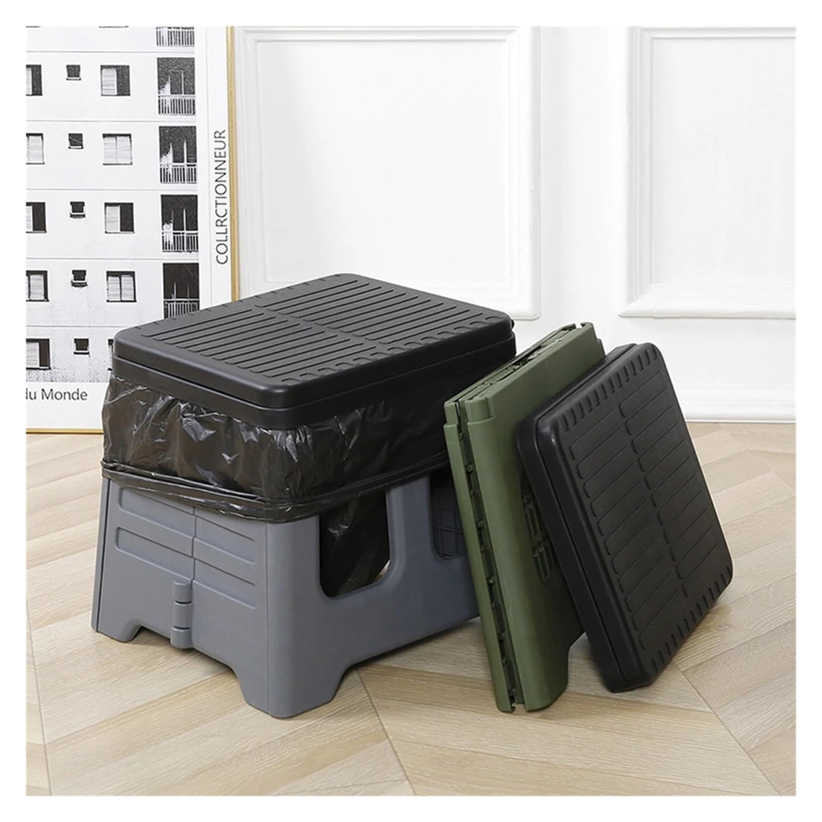 Inodoro Plegable Cubo de Basura Plegable for Inodoro de Coche, con Capacidad for Viajes de Emergencia, autoconducción, portátil, for Acampar al Aire Libre