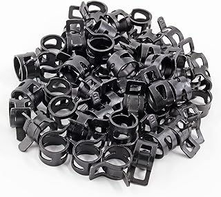 50Pcs 3/8" Spring Band Type Action Hose Clamp,10mm Black Manganese Steel Spring Clip Pipe, for Fuel Line Silicone Hose Line Water Pipe