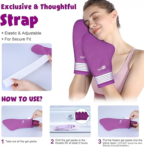 Miniatura 5 de SuzziPad Calcetines fríos y paquete de hielo para manos, guantes de enfriamiento para quimioterapia, paquete de cuidado de quimioterapia