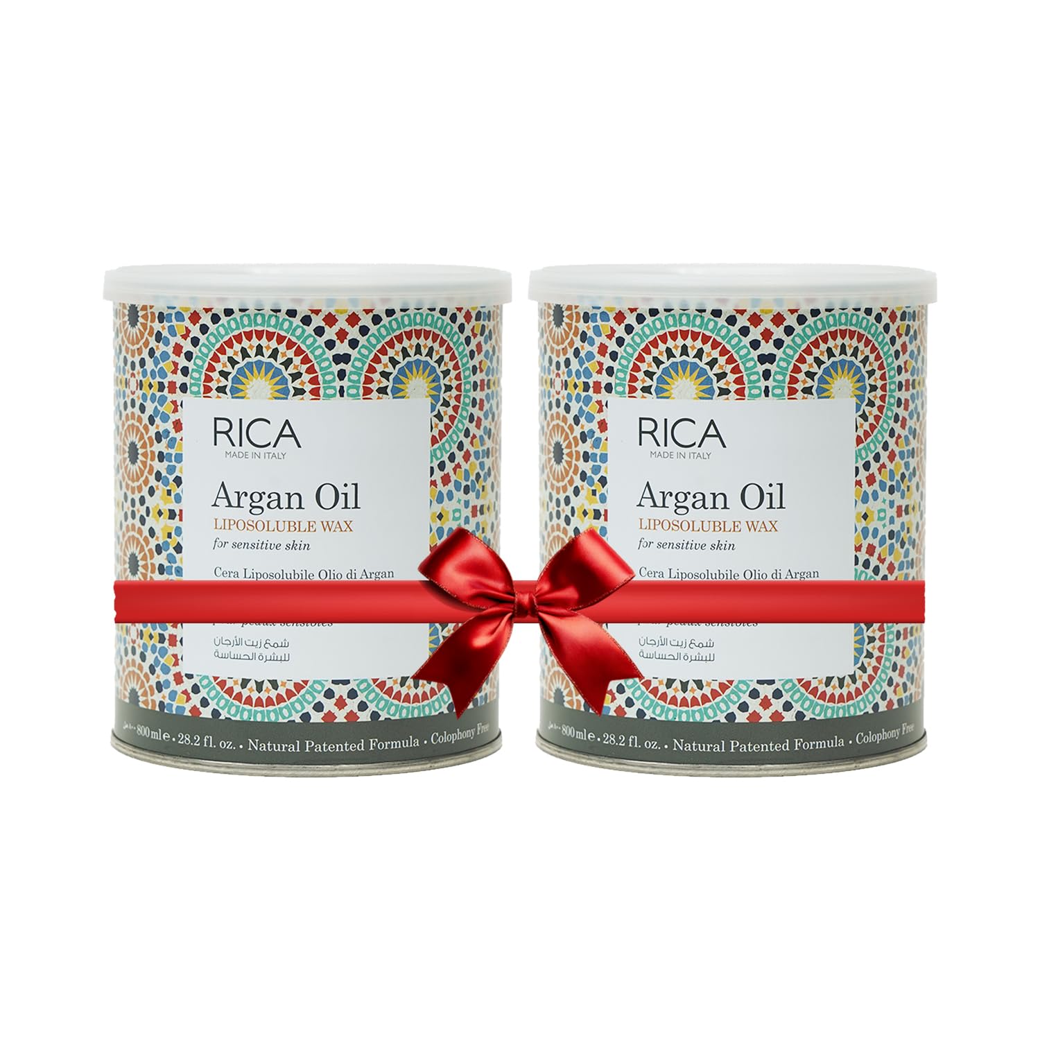 Rica Argan Oil Liposoluble Painless Hair Removal Wax For Men & Women| Quick & Easy Tan Removal Waxing for Sensitive Skin| 800 ml, Pack of 2