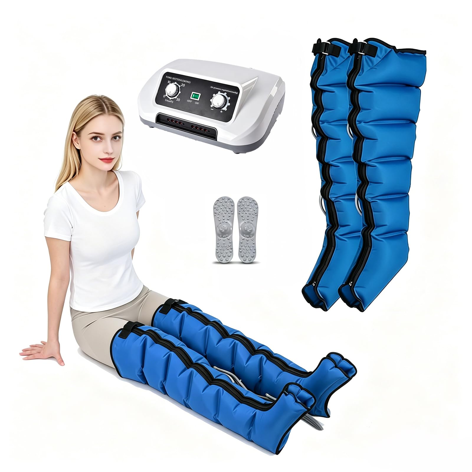 Botas de Presoterapia con Compresión para Piernas en Casa | Cubre Muslos, Pantorrillas y Pies, Ideal para Deportistas, Corredores y Personas Activas tras el Ejercicio