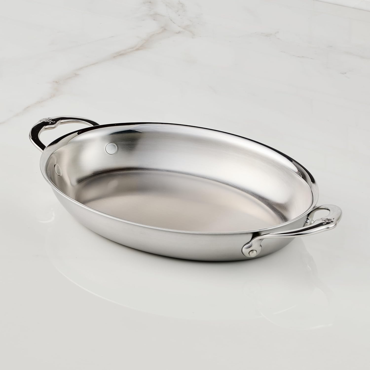 Provisions Medium Clad 2-Quart Stainless Steel Oval Au Gratin