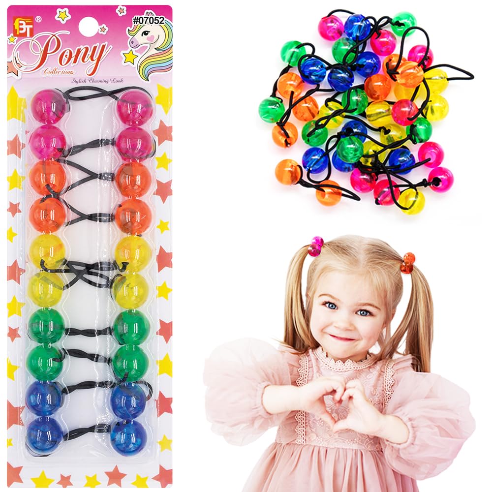 10 Pcs 20mm Ball Hair Ties Ponytail Holders Twinbead Bubble Balls