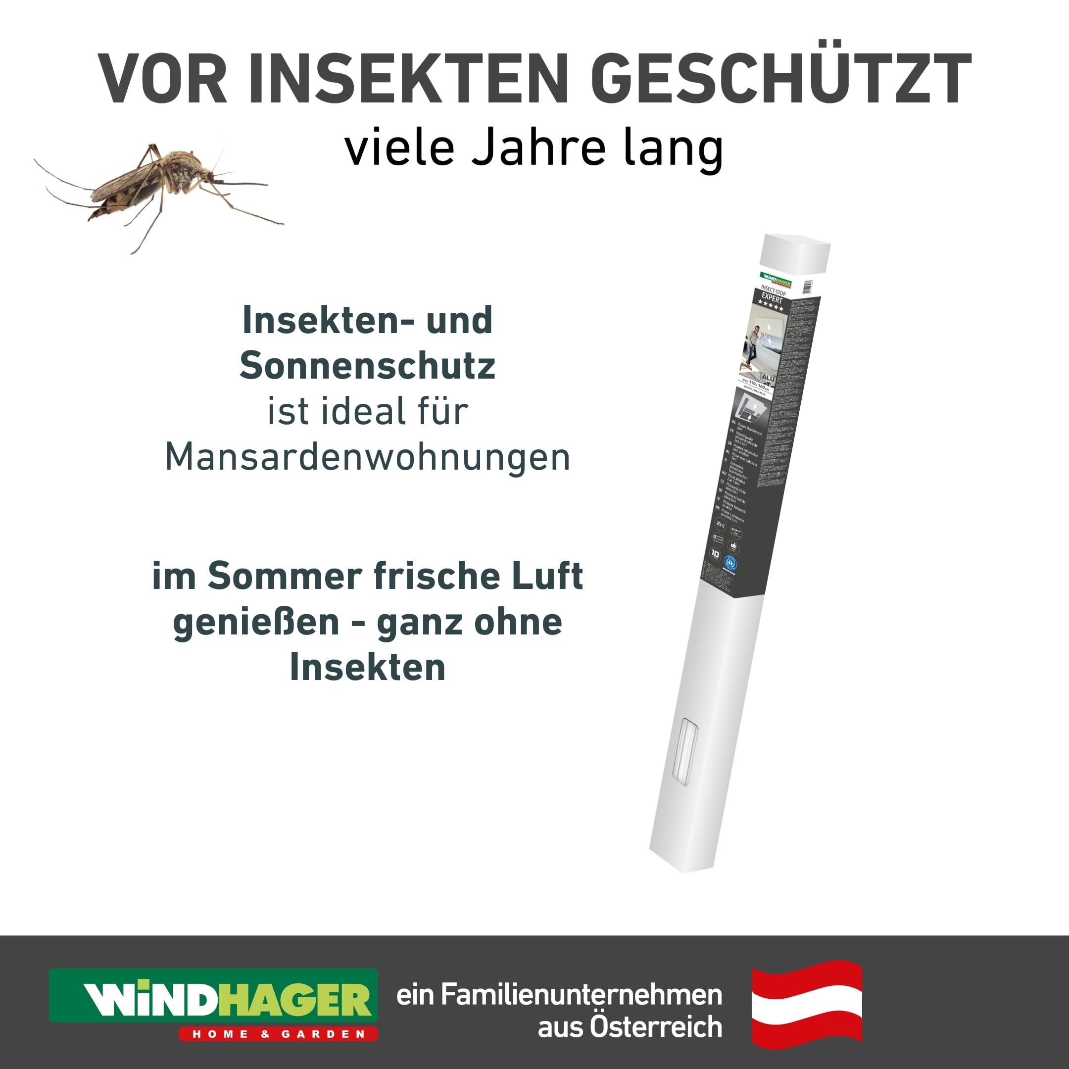 Windhager Insektenschutz‑Plissee für Dachfenster EXPERT - weiß - 110 x 160 cm - Fliegengitter Dachfenster, Mückenschutz, Insektenschutzgitter, Fliegenschutz, Mückengitter, Sonnenschutz - 04335
