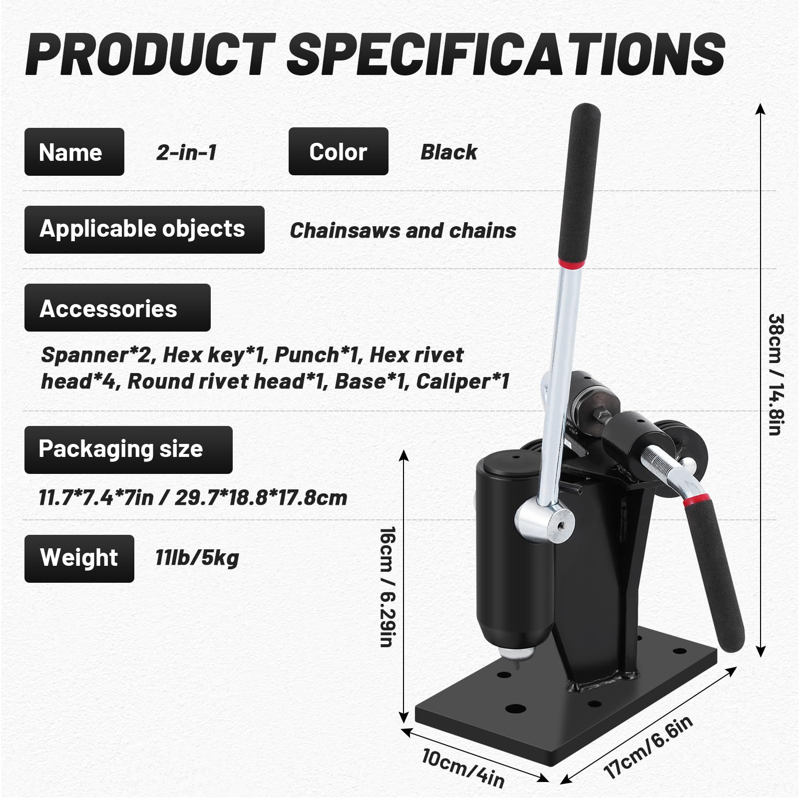 YUCHENGTECH 2 in 1 Spezzacatena e Rivettatore per Catene di Motoseghe Set di Rivettatrice per Catena di Motosega per Tutte le Catene Motoseghe