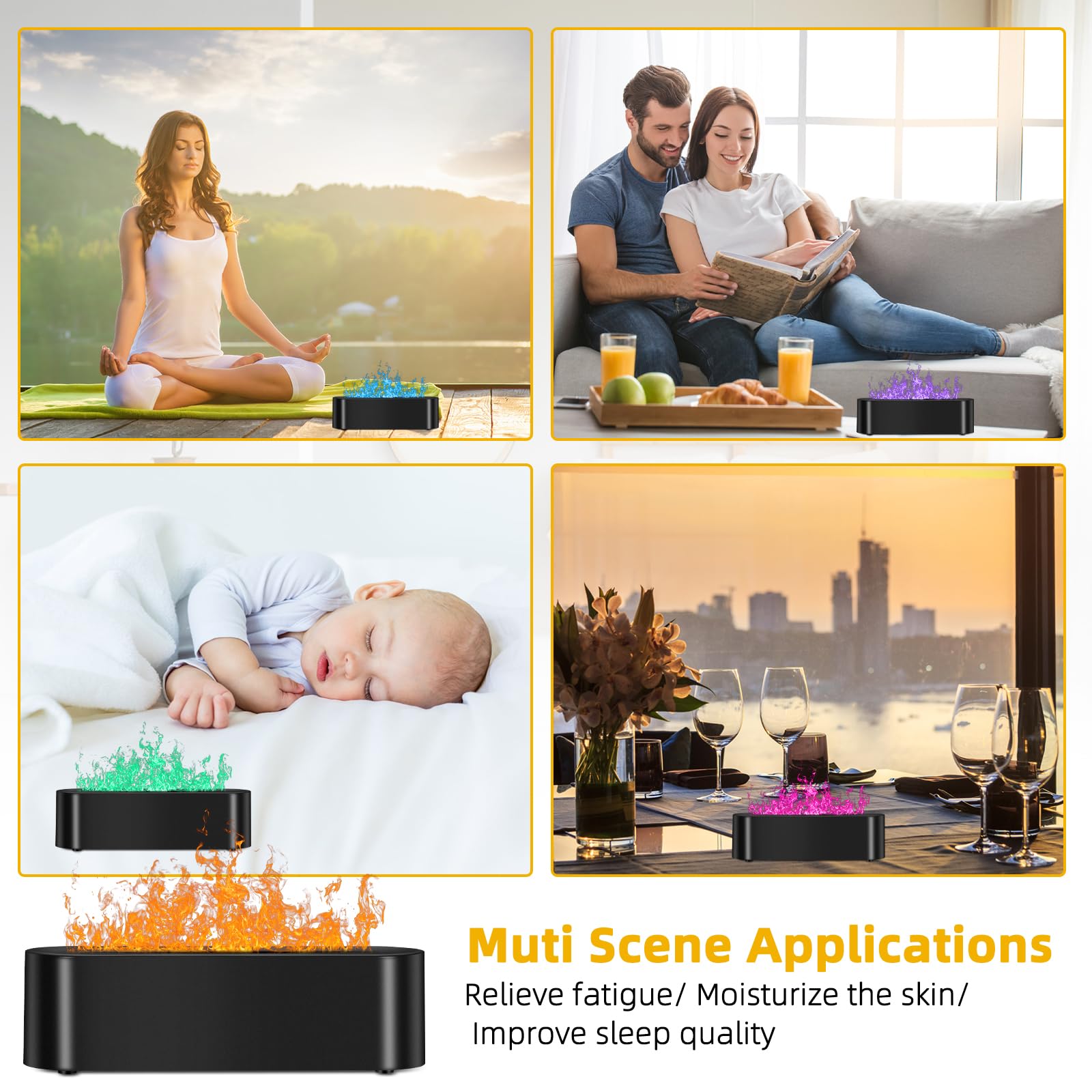 Open Haard Vlamdiffuser, Aromatherapie Etherische Olie Diffuser Met Timer En Automatische Uitschakeling 7 Rustgevende Led Verlichting 150 Ml Cool Mist Ultrasone Luchtbevochtiger Voor Slaapkamer 1309073581