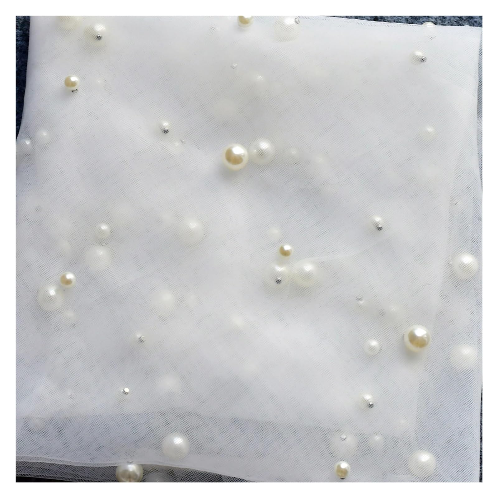 MDYTPT 2 Tiers Wedding Veil Long Pearls Beaded Bridal Veils with Blusher Cover Face Soft Tulle Wedding Accesories(Ivory,500cm)