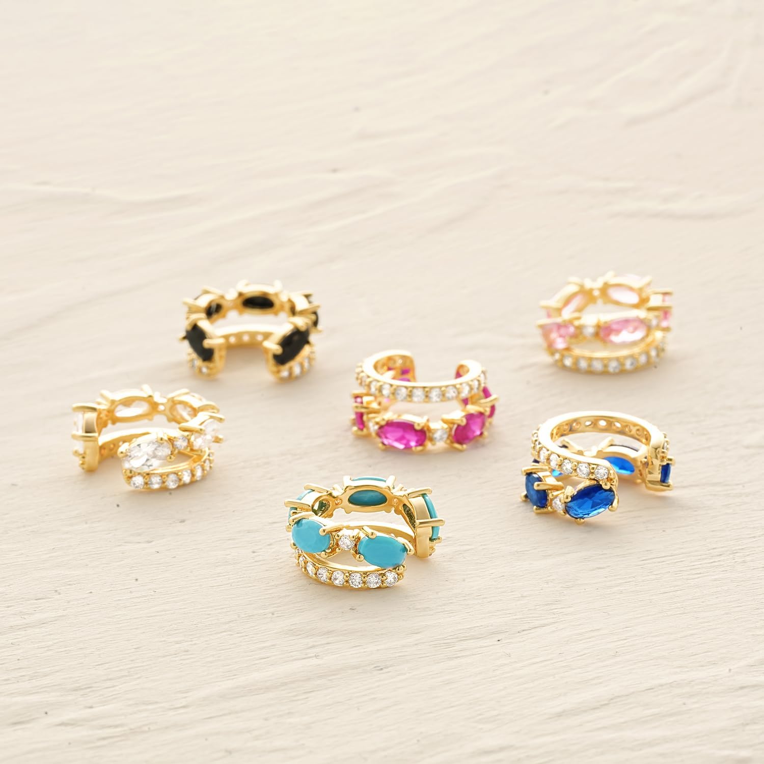 MYEARS Women Ear Cuff Earrings Gold Non Pierced Cartilage Clip on Open Wrap Split Double Hoop 14K Small Simple Hypoallergenic Everyday Jewelry