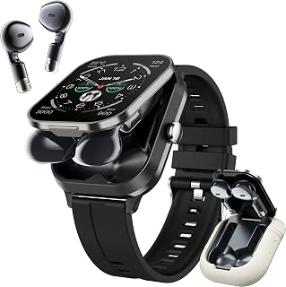 Smart Watch with Earbuds, 2.01" HD Screen 2 in 1 Smartwatch with Bluetooth Earbuds, 100+ Sport Fitness Tracker, NFC, Pedometer, Sleep/Heart Rate/Blood Pressure Monitor Compatible with iOS & Androd