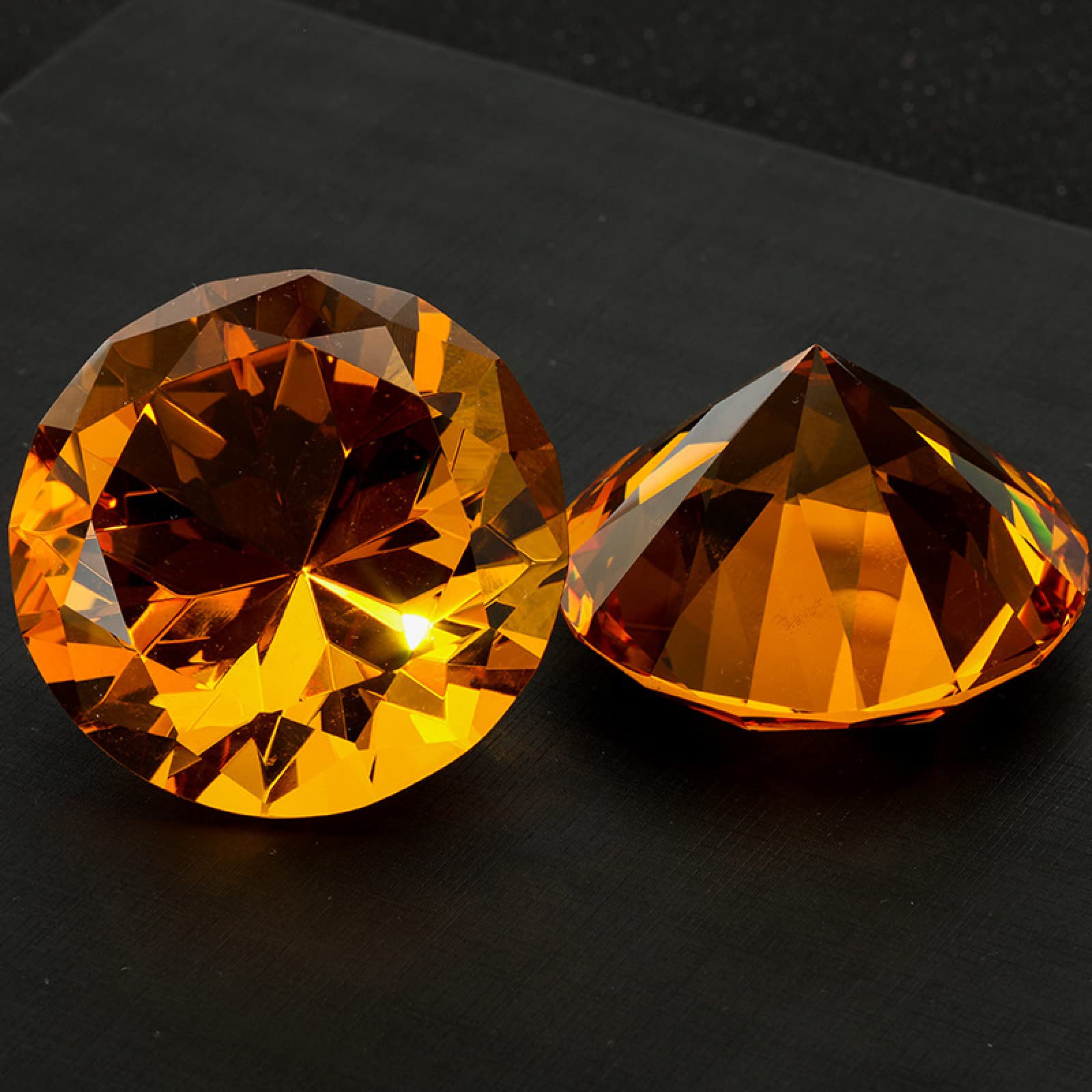 10 Colors Crystal Diamond Shaped Paperweight Decorative Cut Glass Giant Gemstone Wedding Christmas Ornament Gifts,Amber,40mm