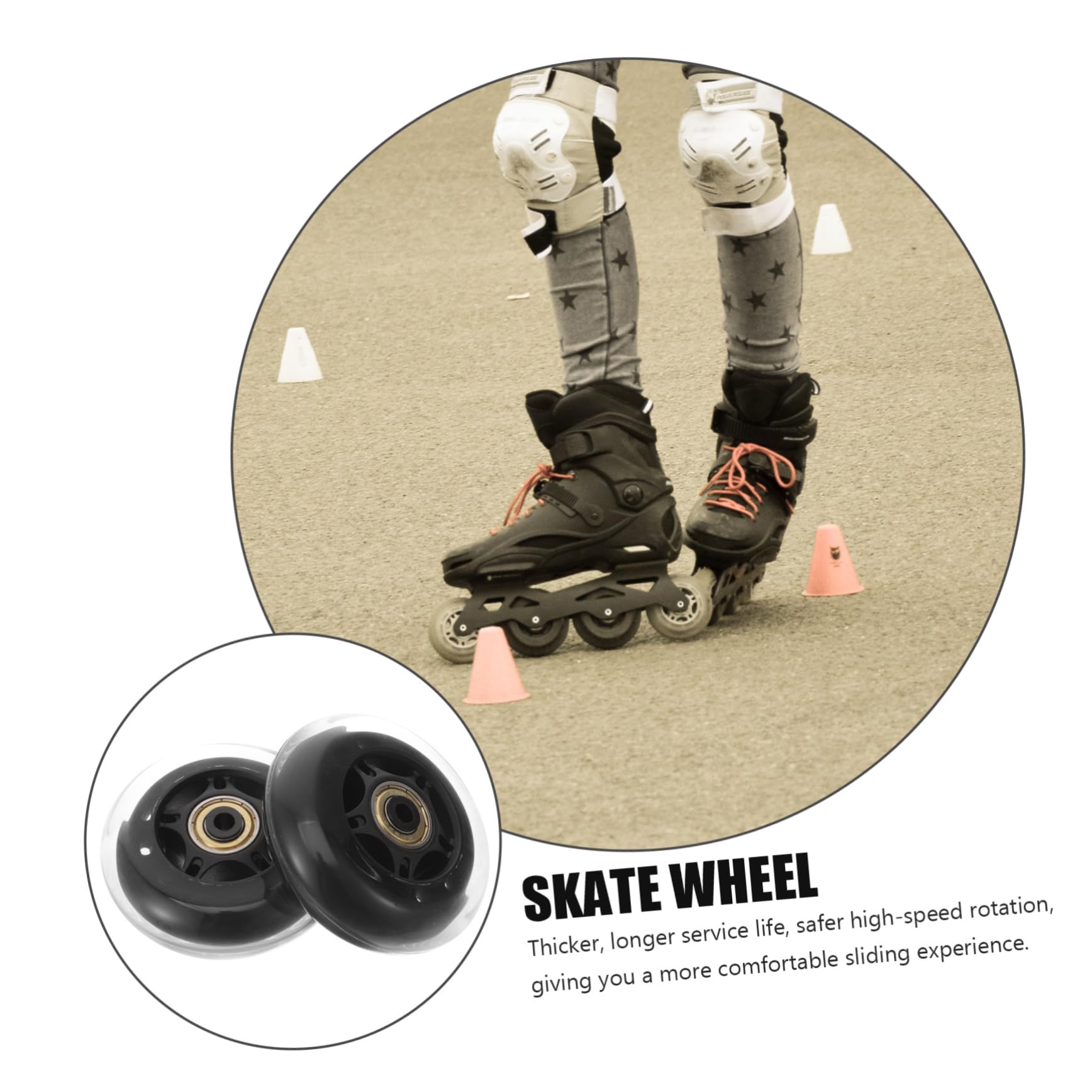 CAXUSD 2pcs Replacement-Wheels for Roller Skates Pu Wheel Set 3 Inches Outdoor Skate Board Wheel Bearings