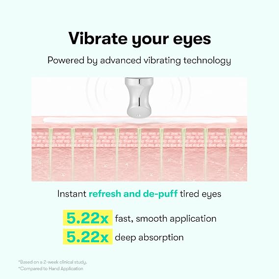 VT COSMETICS PDRN Reedle Shot Eye Cream, Vibrating Eye Applicator for Puffy Eyes, Dark Circles & Under Eye Bags, Firming & Wrinkle Care with PDRN Collagen, Korean Skincare, 0.51 fl oz