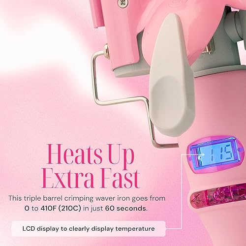 Miniatura 4 de Alure - Varita de rizador de tres barriles con pantalla LCD de temperatura, barril triple de turmalina de cerámica de 1 pulgada, herramienta de