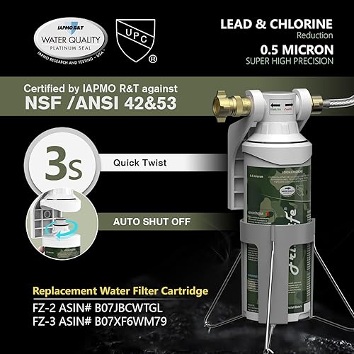 Miniatura 2 de FRIZZLIFE Filtro de agua para autocaravana, certificado NSFANSI 53 y 42, filtro de manguera en línea para RV-0.5 micras de alta presión de agua,