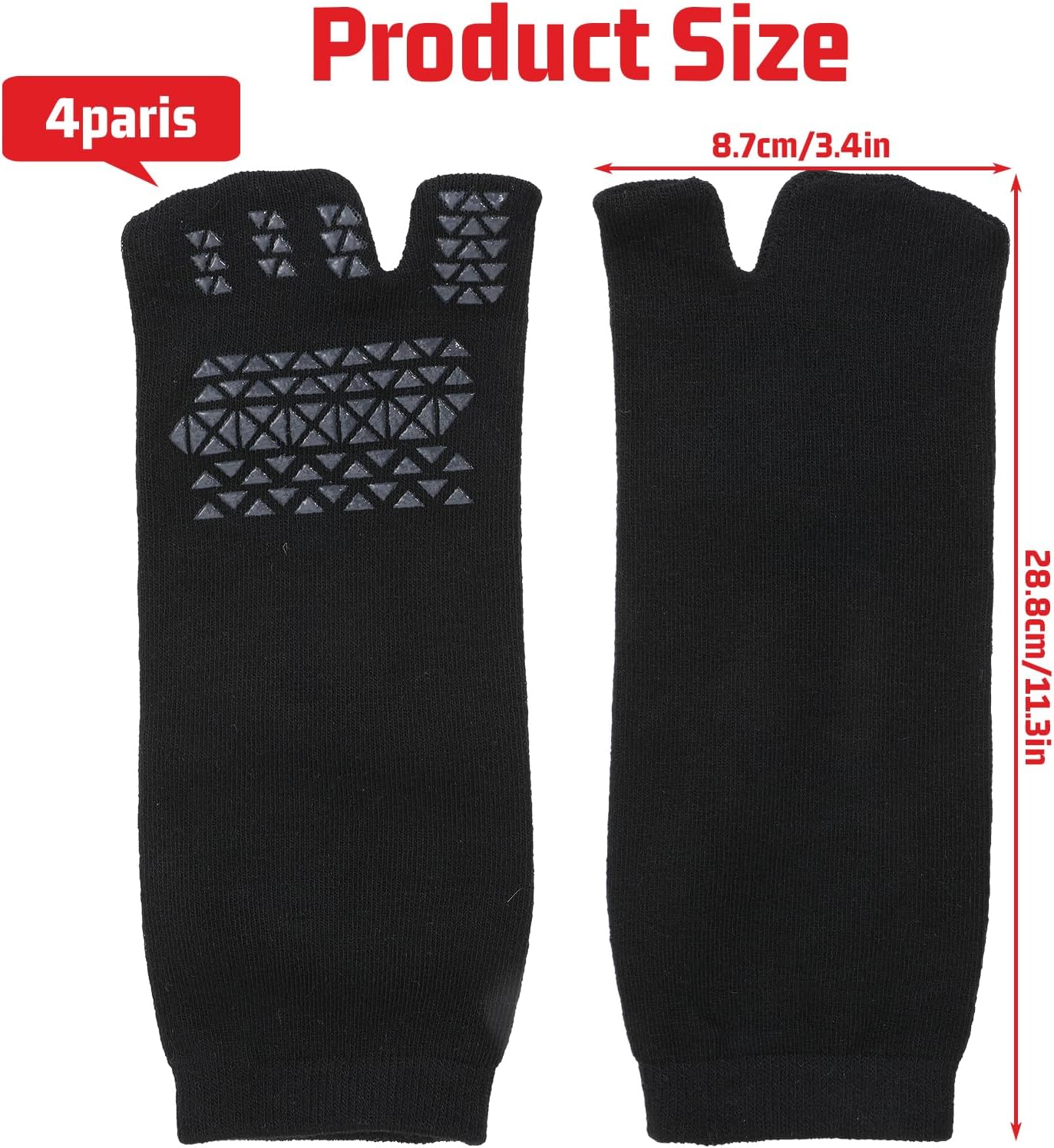 4 Pairs Flip Flop Socks, Non Slip Grip Tabi Split Toe Socks