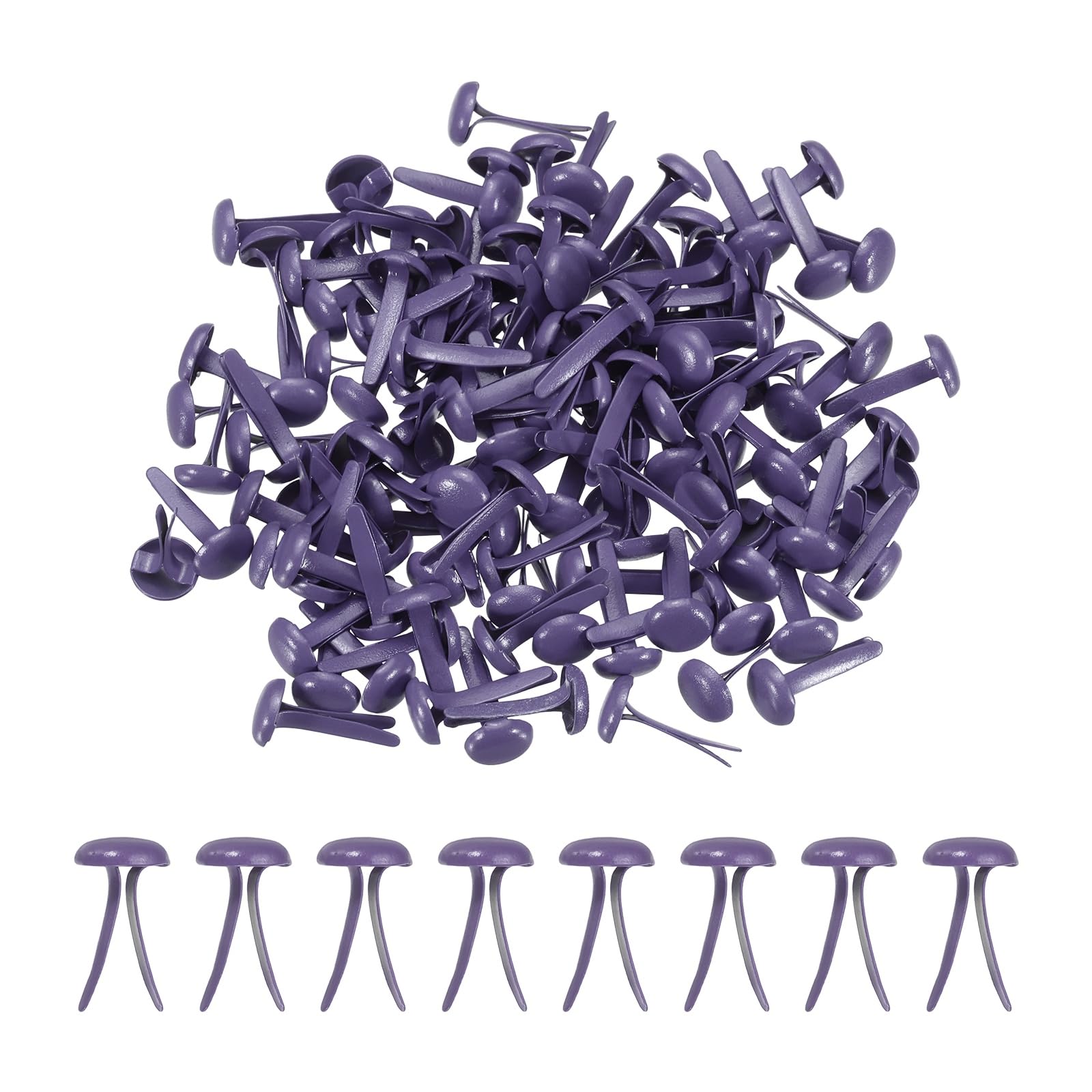 PATIKIL 120 Pcs Brads Paper Fasteners, 8 x 4.5 mm Metal Round Head Split Pins, Prong Brads for Scrapbooking Leather Craft Decorative DIY Supplies, Purple