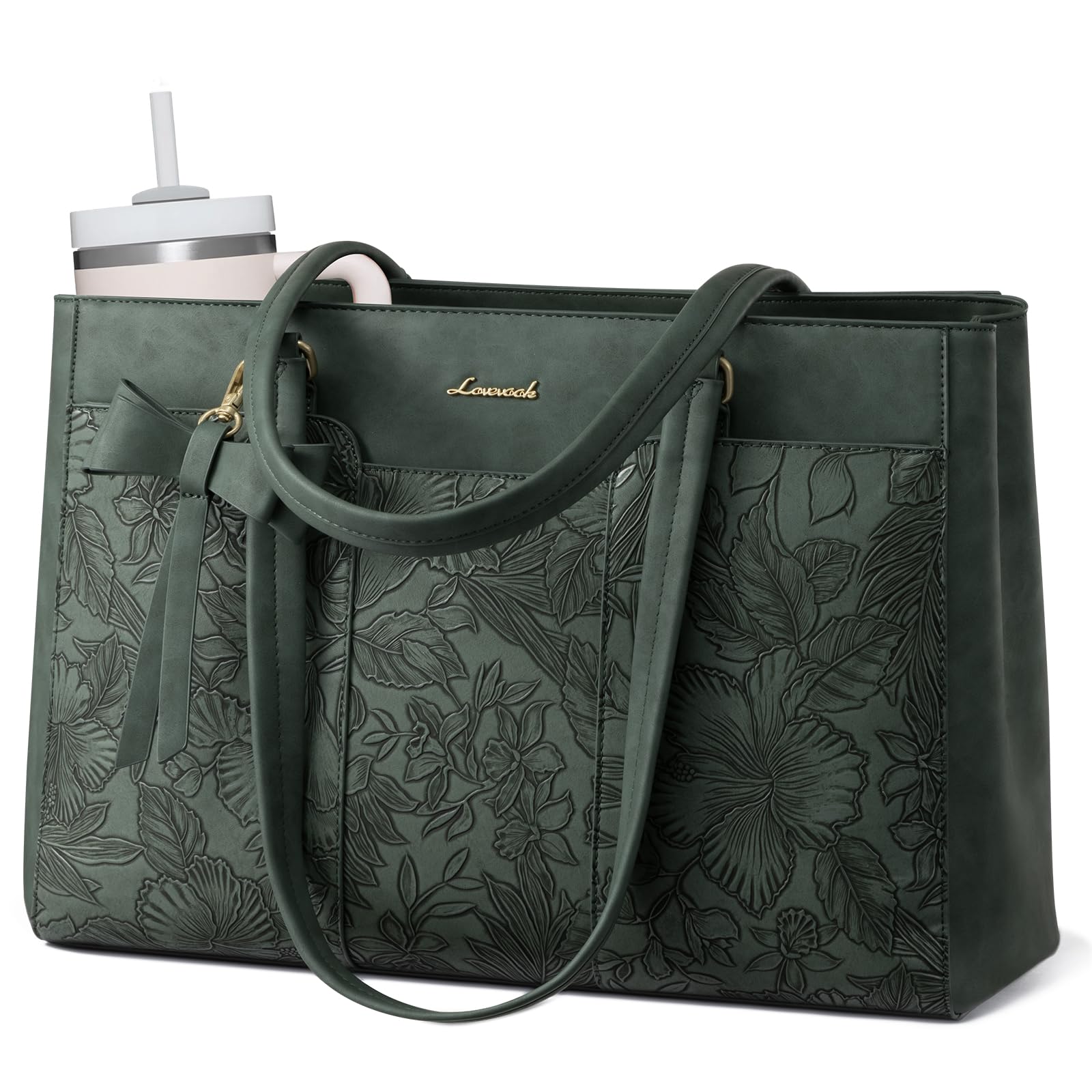 LOVEVOOK Laptop Tote Bag for Women 17.3 Inch PU Leather Work Bag