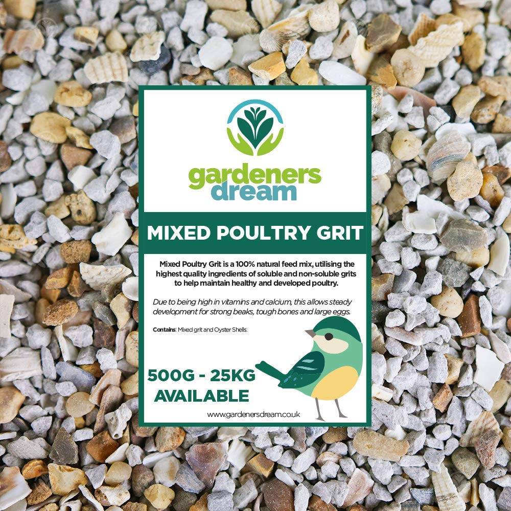 GardenersDream Mixed Poultry Grit | Premium Natural Food Mix | Added Oyster Shell | Rich in Vitamins and Calcium | Strong Beaks, Tough Bones & Large Eggs | Healthy & Developed Animal Feed (15kg)