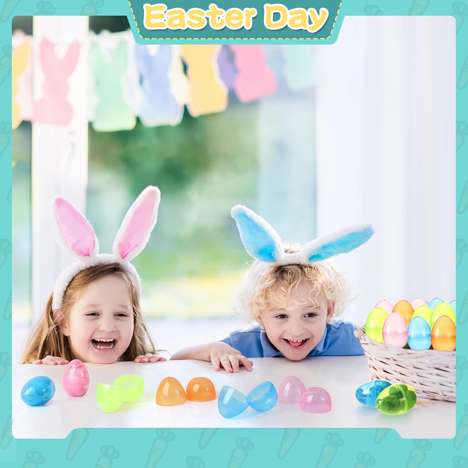 Meooeck 144 Pcs Fillable Plastic Easter Eggs Bulk 3.2'' Clear Mini Empty Colorful Easter Eggs for Prize Toys Filling Treats Basket Stuffers Filler Hunt Party Supplies Favors