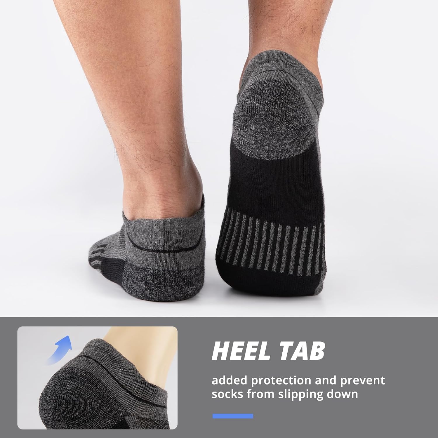 COOVAN Mens Cotton Ankle Athletic Socks 8 Pack Cushiond Breathable Low Cut Anti-Blister Tab Sport Sock 8 Pairs - Image 4