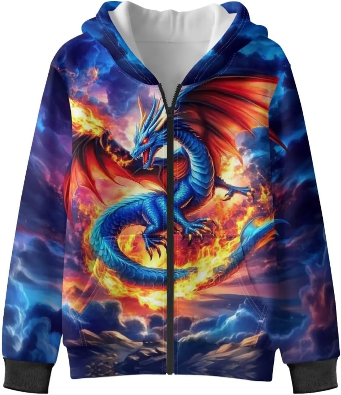 WELLFLYHOM Zip Up Boys Sweatshirt Graphic 6-16 Long Sleeve Fleece Lining Hoodie Kangaroo Pocket Full Zip Kids Sweater - Image 3