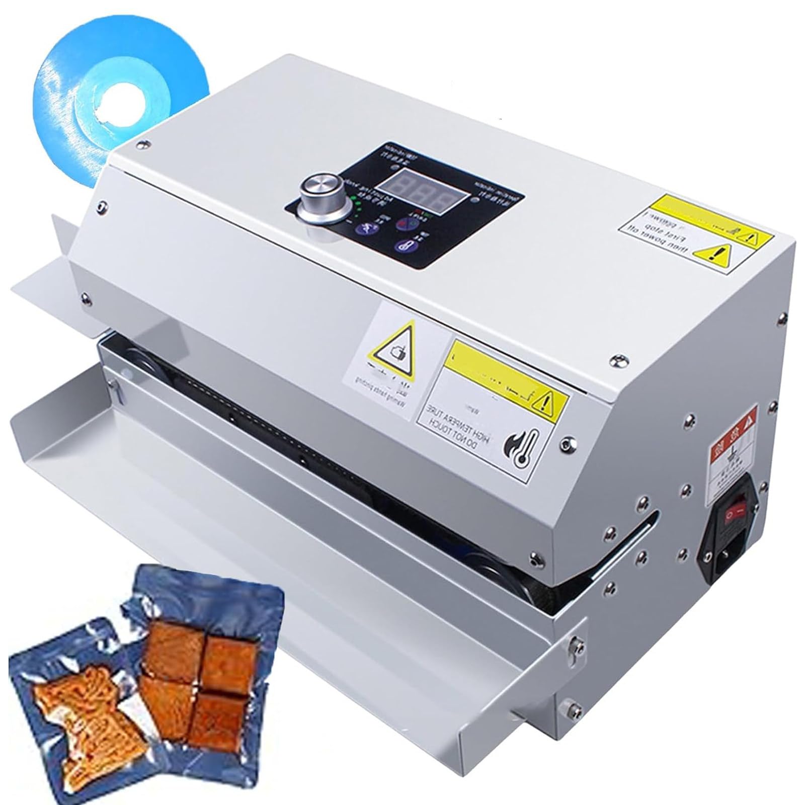 IUokLU Automatic Sealing Machine,Horizontal Continuous Sealing Sealer Food Sealer Packing Tool Continuous Plastic Bag Sealing Machine With Temp & Speed Adjustment